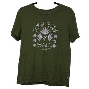 Vans Off The Wall Green Olive T-shirt Unisex Women US L 100% Cotton Skater Emo